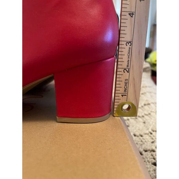 Womens Sugar Red Smooth Wide Width Ankle Boots Size 9W With 2-Inch Block Heel‎ - Picture 4 of 16